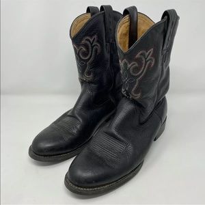 Ariat Boots Mens 9.5 B Black Leather Red Stitch Western Cowboy Round Toe